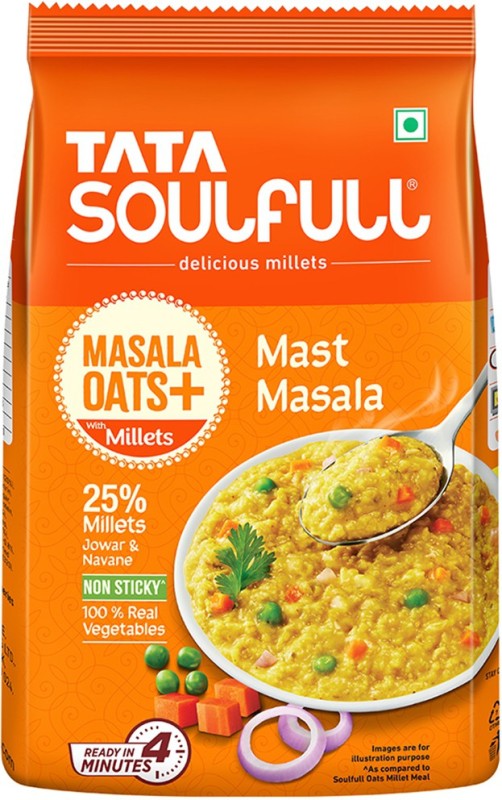 Tata Soulfull Masala Oats+, Tasty Snack with Millets, Mast Masala Pouch