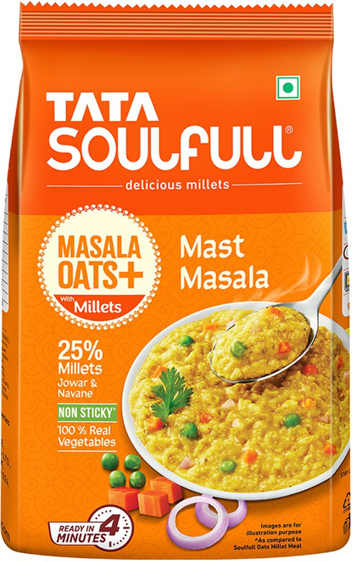 Tata Soulfull Masala Oats+, Tasty Snack with Millets, Mast Masala Pouch