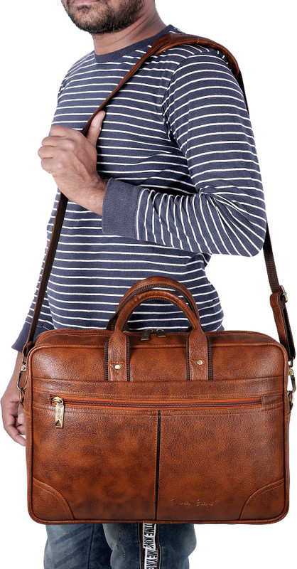 Hard Craft Office Mackbook 14-15-15.5 inch Laptop Leather Hand Briefcase Bag For Men Medium Briefcase - For Men & Women(Rust)