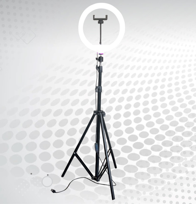 ROUND LIIGHT Big 7 fit Tripod Stand with 10 Inches LED Ring Light-Live Stream Phone Holder Tripod Kit(Black, Supports Up to 1999 g)