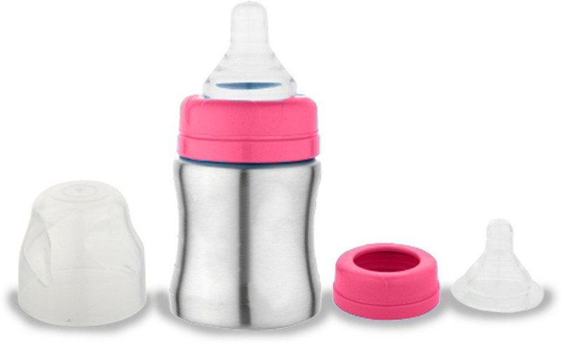 Chinmay Kids Stainless Steel Baby Feeding Bottle No Plastic With Internal Marking For Newborn - 125 ml(Pink)