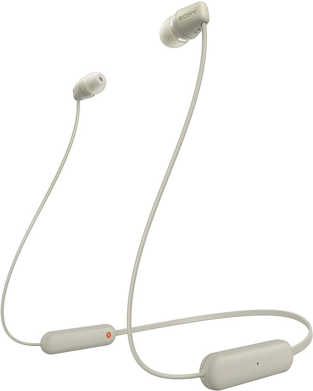SONY WI-C100 with 25 Hours Battery Life Bluetooth(Taupe, In the Ear)