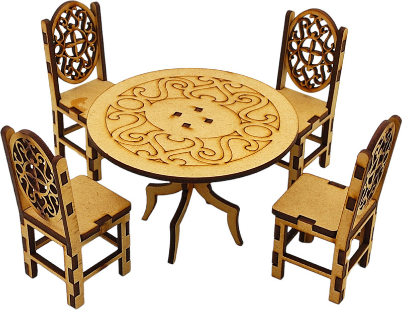 dishvy Cute Wooden Doll House Miniature Dinning Table For Kids 3+ Years(Brown)