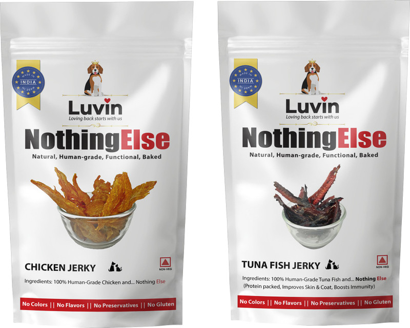 luvin Nothing Else Human-Grade Dog & Cat, Tuna Fish Jerky 70g, Chicken Jerky 70g Chicken, Tuna Dog Treat(140 g)