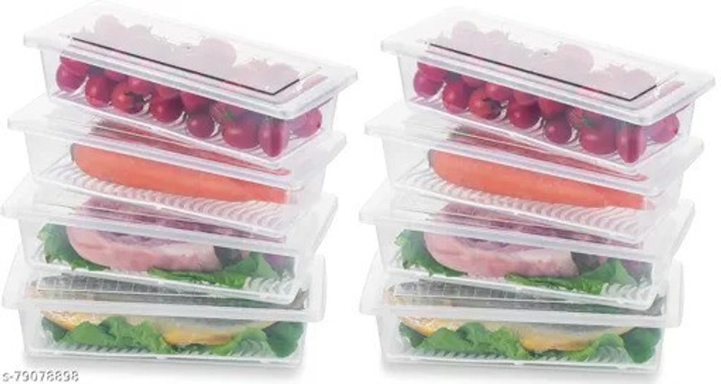 prayati Plastic 8 PCS Fridge Storage Boxes Storage Containers (1500 ML ) Storage Basket(Pack of 8)