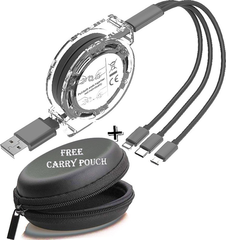 POZUB Fast Retractable Charging Data Cable Multiple Port Charging Cable+Carry Pouch Charging Pad