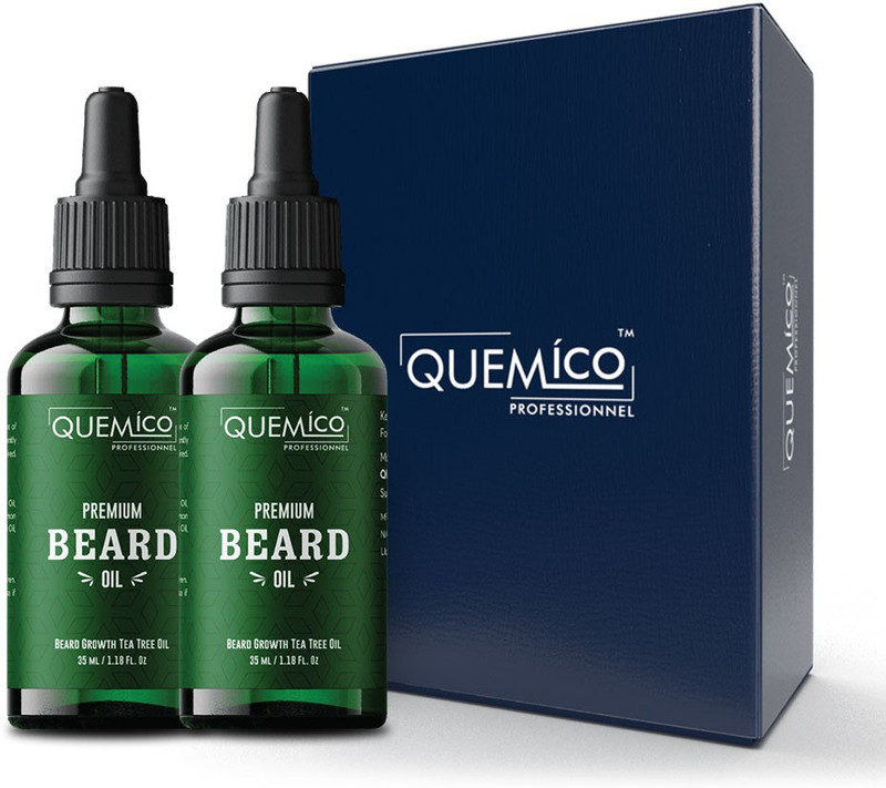 Quemico Professionnel Tea Tree Beard Growth Oil For Men, Combo Gift Pack | 35ml Each Hair Oil(70 ml)