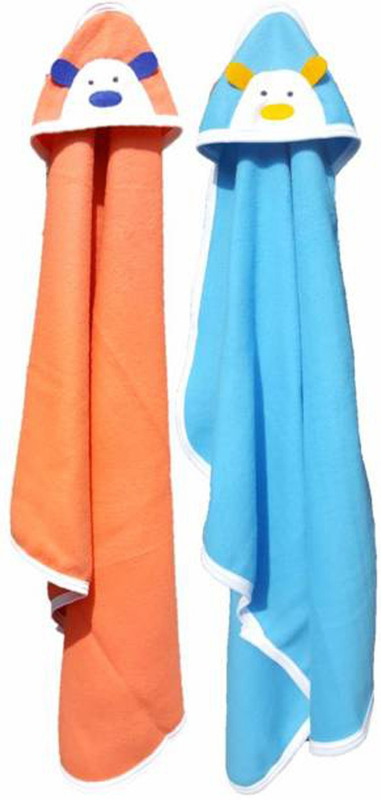 BABY ZONE Embroidered Crib Hooded Baby Blanket for  AC Room(Microfiber, Orange Frozi)