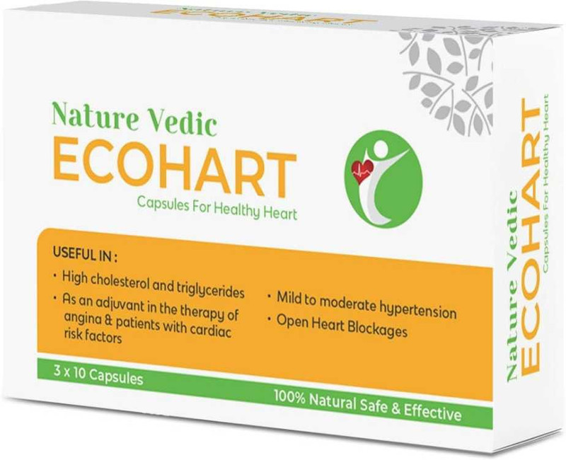Nature Vedic Ecohart Ayurvedic Capsules for Healthy Heart & Hypertension| 30 Caps(30 Capsules)