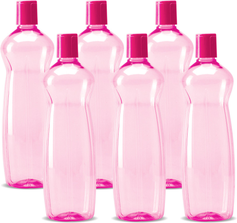 MILTON Pacific 1000 Pet Water Bottles, 1 Litre Each, Set of 6, Pink| Office | Gym| Home 1000 ml PET Bottle(Pack of 6, Pink)