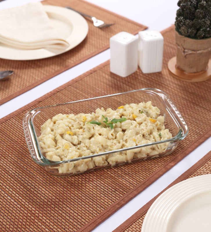 ROXX Borosilicate Glass Vegetable Bowl For Oven Glass Rectangular 1000ml(Pack of 1, Clear)