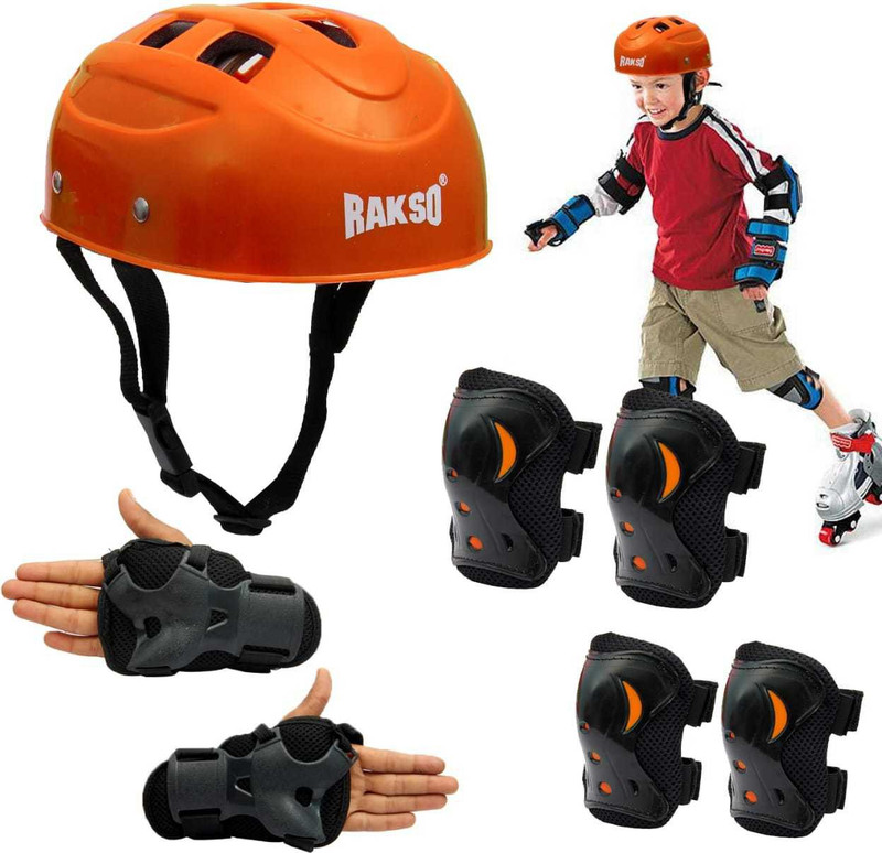 Rakso KIDS MEN Skating & Cycling Protective Training Set (4 Pcs Set) SIZE-S ORANGE Skating Kit