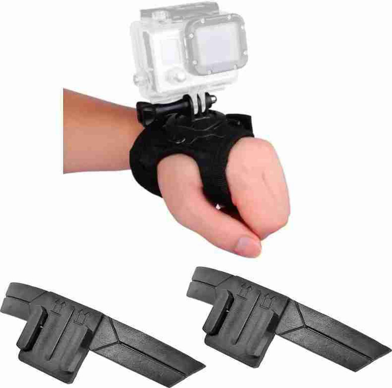 quikprof Hand Strap And 2piece Helmet Chin Buckle for Gopro Hero, SJCAM, Yi Strap(Black)