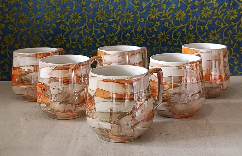 shailzz's Pack of 6 Ceramic coffee Cup/Mug set -120ML, Prefect-03(Multicolor, Cup Set)