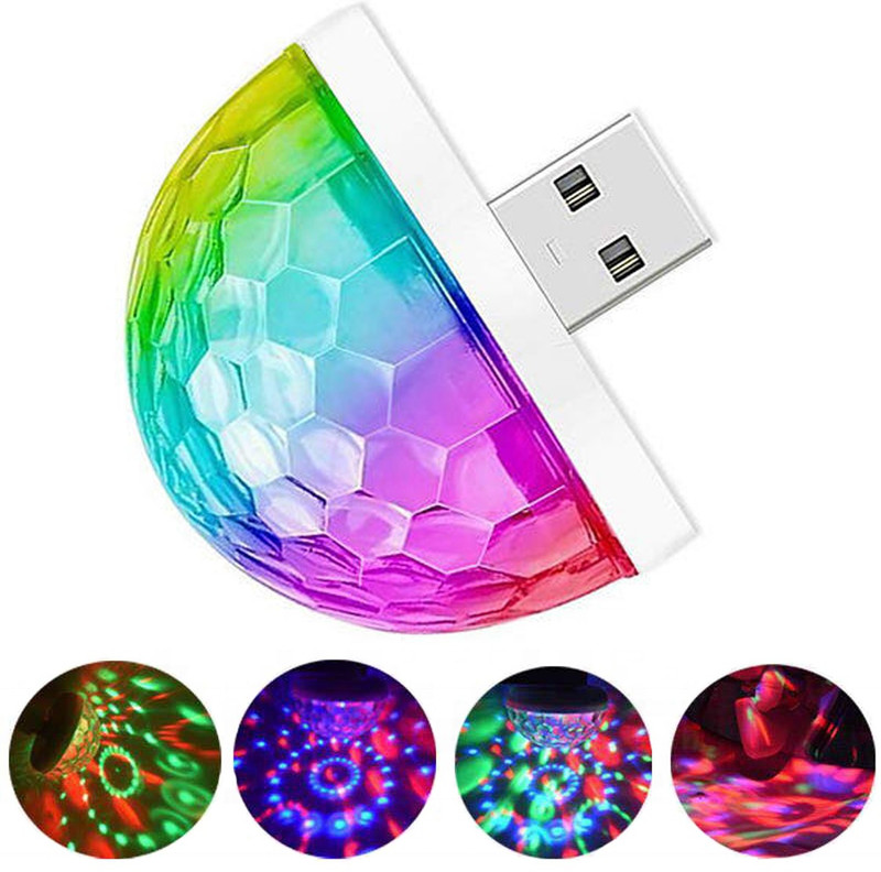 WRADER Multicolor USB Operate Plug & Play Disco Projection Light USB LED Light for Home Single Disco Ball(Ball Diameter: 5 cm)