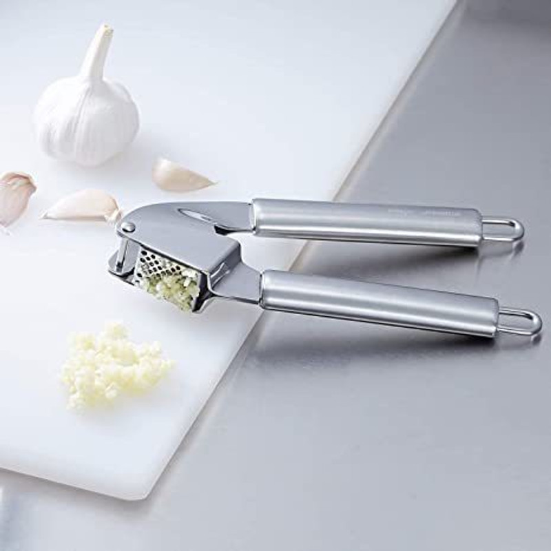 Magnusdeal Professional Stainless Steel Short Oval Handled Garlic Press Garlic Press(Silver)
