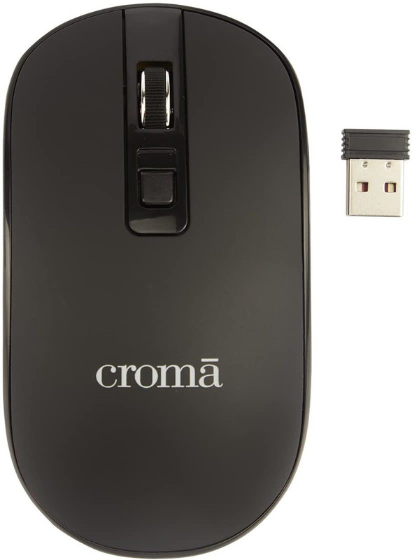 JP Electronics Croma Rechargeable Wireless Mouse with 1600 DPI Wireless Ambidextrous Optical Mouse(Black)