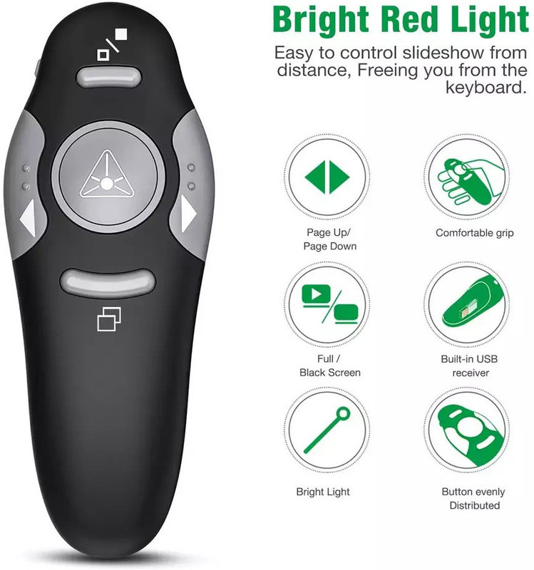 Technobyte Wireless Remote Control Pointer for PPT Presentation I Range 15m I 2.4 Ghz WLPS-01 Presenter(Black)