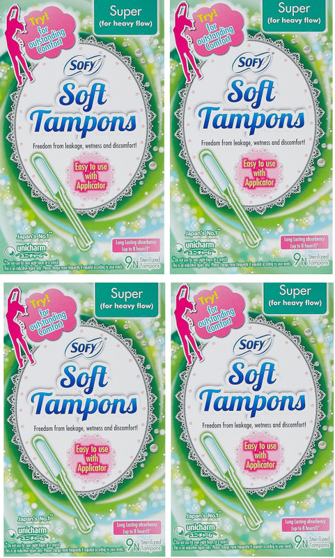 SOFY Soft Tampons 9+9+9+9N SUPER (FOR HEAVY FLOW) 4 Tampons Tampons(Pack of 36)