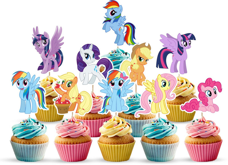 ZYOZI My Little Girl Birthday Party Supplie,10pcs Cupcake Toppers for Girl Cake Decor Cupcake Topper(Multi Colour Pack of 10)