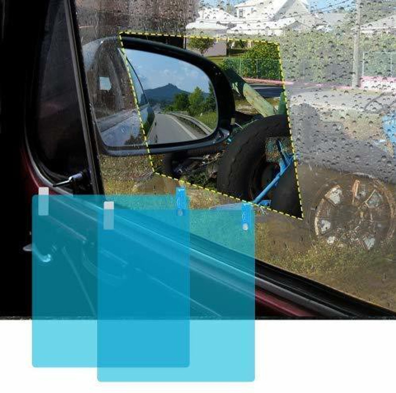 Gadiparts Mirror Anti Fog Film Side Mirror Sticker for Car (10cm-10.5cm) Pack of 2 AS-62 Car Mirror Rain Blocker(White)