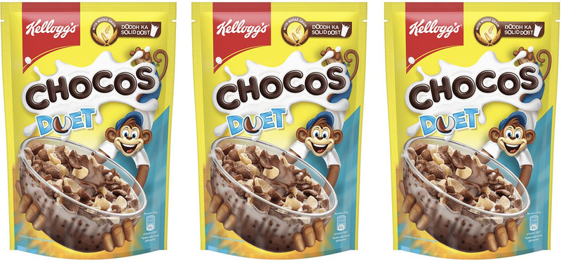 Kellogg’s Chocos Duet, High in Protein and Fibre, Breakfast Cerealss Pouch (3 x 375 g)