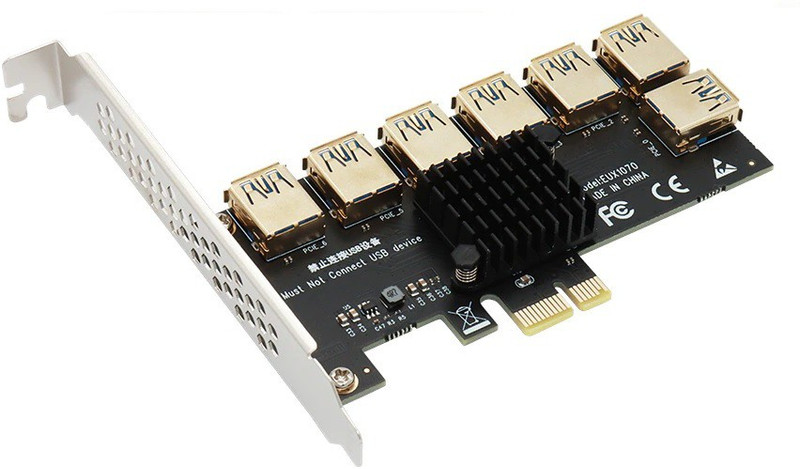 microware PCI-E Riser Card 1 To 7 USB 3.0 Riser Card PCI Express For BTC Mining Miner GDDR6X 1 GB NVIDIA Chipset 64 bit 1 MHz Graphics Card
