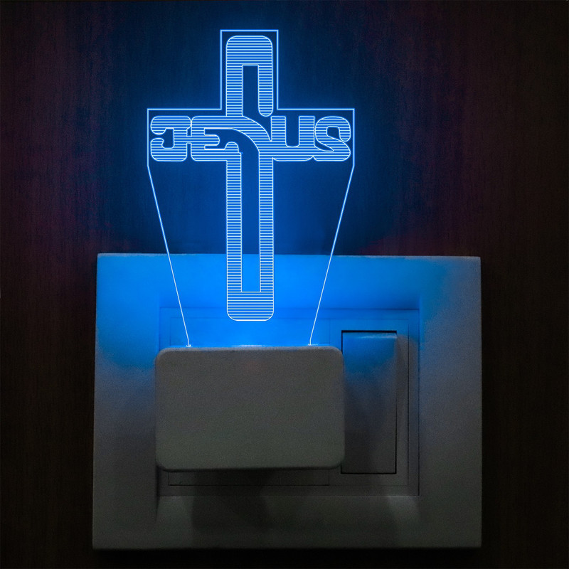 StarLaser Jesus Cross Acrylic Night lamp 7 Color Changing Light with Plug Night Lamp(11 cm, Multicolor)