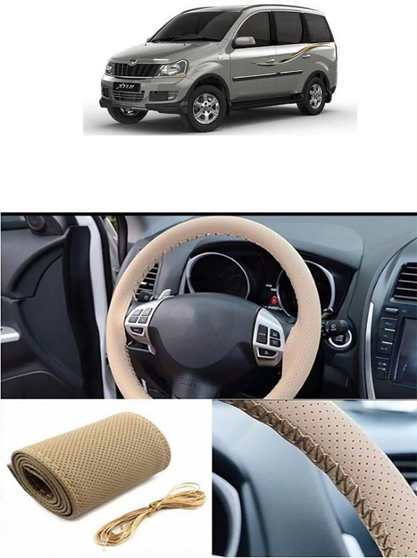 Etradezone Hand Stiched Steering Cover For Mahindra Xylo(Beige, Leatherite)