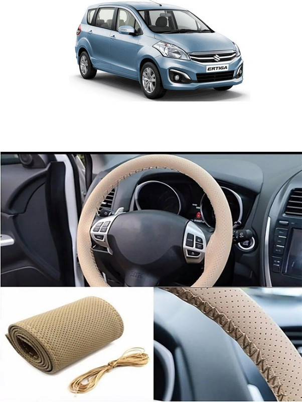 Etradezone Hand Stiched Steering Cover For Maruti Ertiga(Beige, Leatherite)