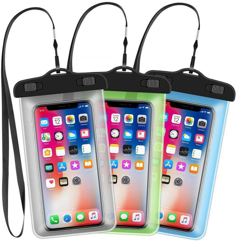 PAPLAJ ENTERPRISES Pouch for Rain for Mobile Touch Sensitive Waterproof Mobile Pouch with Strap, Size upto 6.5" Mobiles(Multicolor, Waterproof, Plastic, Pack of: 4)
