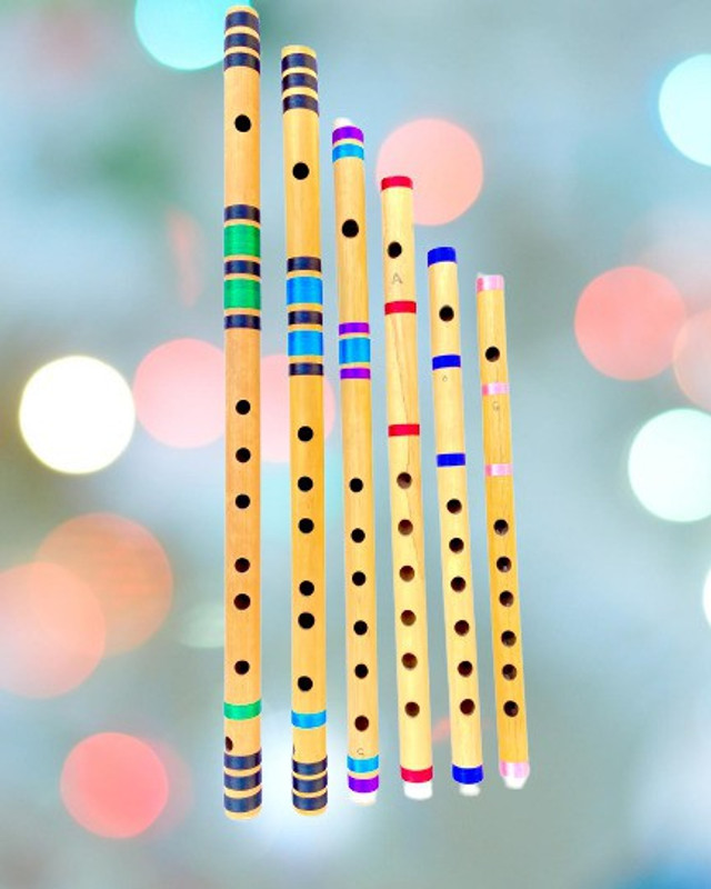 MAGA MART (Natural SIX PCS SET) G SHARP + C SHARP G SCALE A SCALE C SCALE B SCALE Bamboo Flute(47 cm)