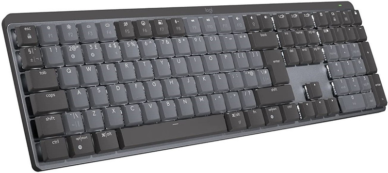 Logitech MX Keys Mechanical Wireless Standard Multi-device Keyboard Compatible with Desktop, Laptop, Mac Magnetic closure,Built-in Stand,no more dirt&scratches,Micro USB Connector(Black, Dark Grey)