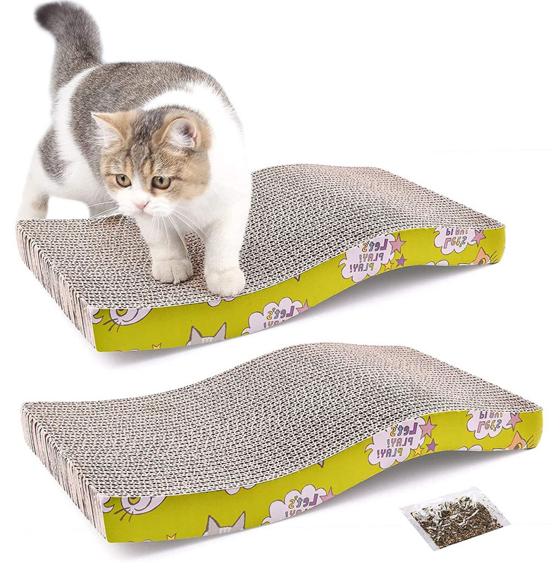 Pet Guard Cat Scratcher Cardboard with Catnip, Recycle Corrugated (Rectangle Shape) Cat Pet Mat