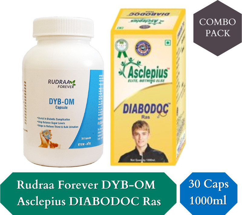 RUDRAA FOREVER DYB-OM 30 caps & Asclepius Diabodoc Ras | Sugar Level | Bulk urination| thirsts(Pack of 2, 30 Capsules, 1000 ml)