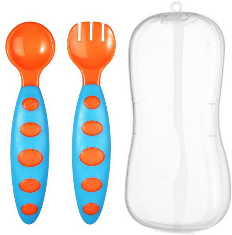 MMSTOR BPA Free Extra Safe Silicone Feeding/Training Spoon with Box for Baby  - SILICON(Blue)