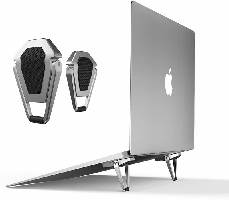 TECHGEAR Design-Mini Aluminum Cooling Pad |Keyboard Kickstand| Portable Laptop stand Aluminium Desk Stand Rotatable Laptop Stand with Adjustable Height Compatible with Universal Laptops(Silver)