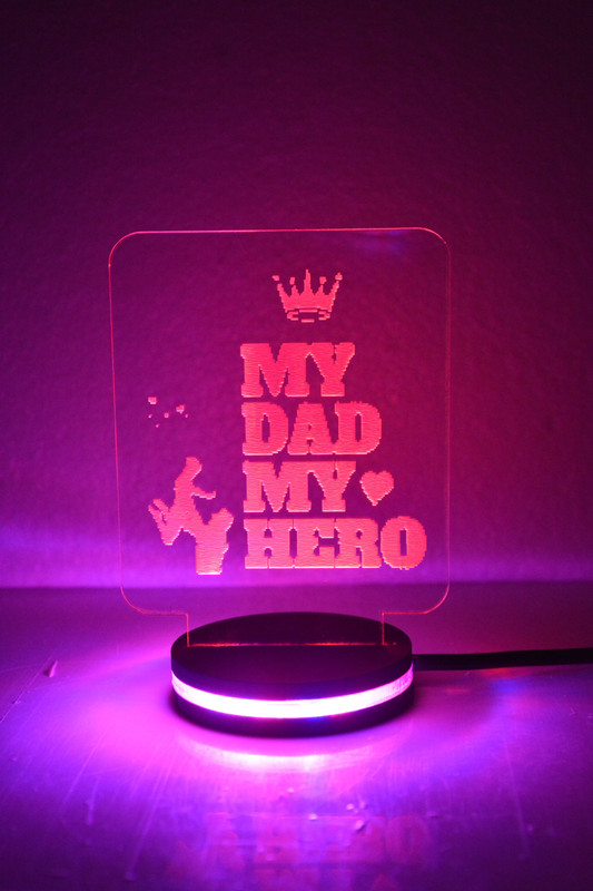 Craftkings Night Lamp,My Dad My Hero,Led Lamp(3 color) table Lamp Night Lamp(15 cm, Multicolor)