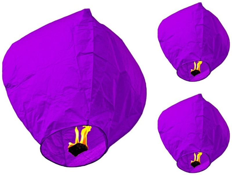 Singh Xpress Exciting Flying Paper Hot Air Balloon With Burning Kit (Combo Of 50) Purple Paper Sky Lantern(81 cm X 30 cm, Pack of 50)