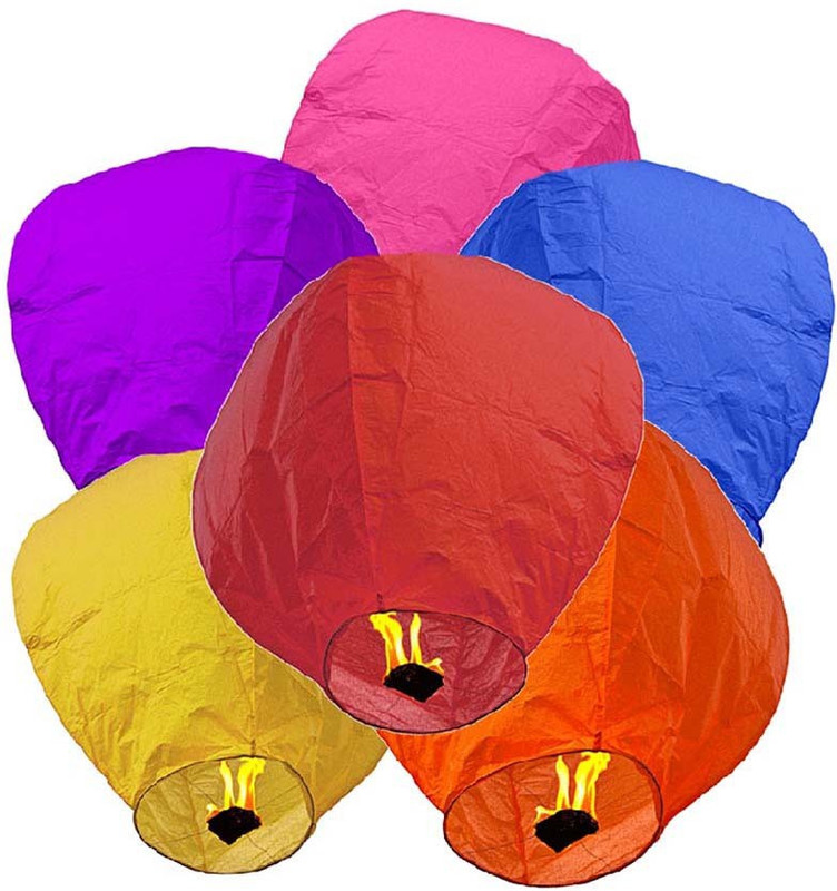 ByCue 15 Paper Multicolor Sky Lanterns Multicolor Paper Sky Lantern(80 cm X 33 cm, Pack of 15)