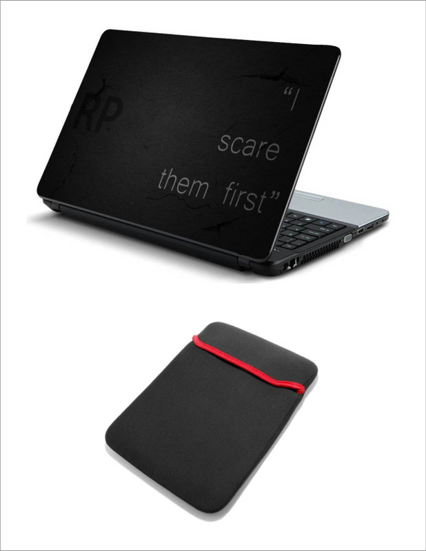 Geek I Scare Them First 2in1 LAPTOP SKIN WITH LAPTOP SLEEVE 15.6 INCH Combo Set(Multicolor)