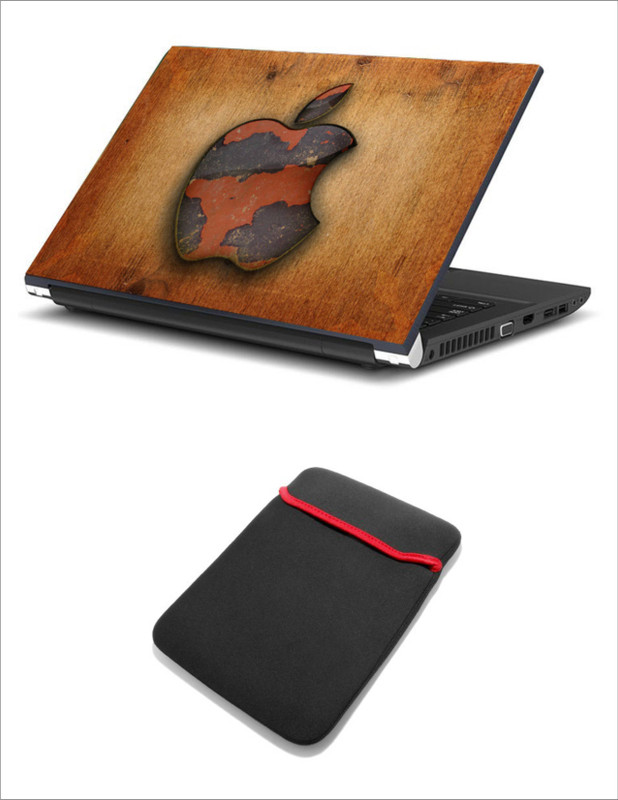 Geek Apple Logo Map 2in1 LAPTOP SKIN WITH LAPTOP SLEEVE 15.6 INCH Combo Set(Multicolor)