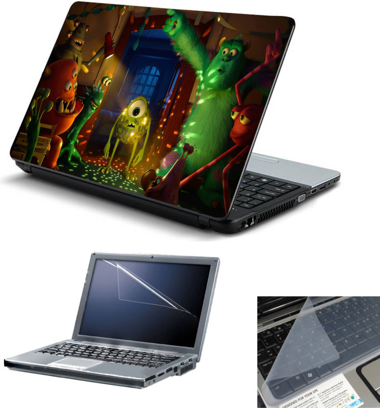 Geek Party 3in1 Laptop Skins with Laptop Screen Guard and Key Protector HQ 15.6 Inch Combo Set(Multicolor)