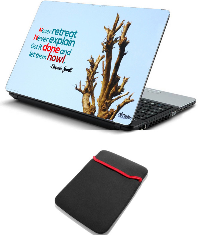 Geek Never Retreat.. 2in1 LAPTOP SKIN WITH LAPTOP SLEEVE 15.6 INCH Combo Set(Multicolor)