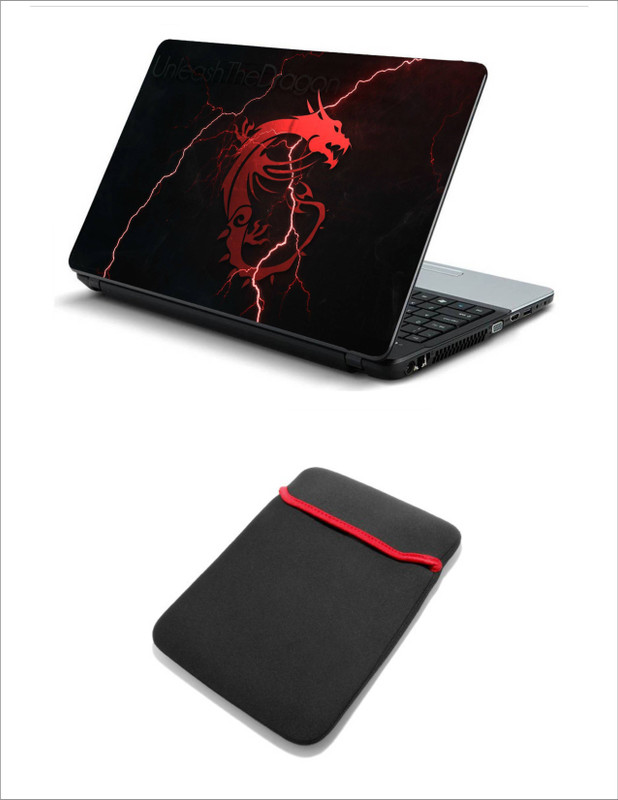 Geek Dragon 2in1 LAPTOP SKIN WITH LAPTOP SLEEVE 15.6 INCH Combo Set(Multicolor)