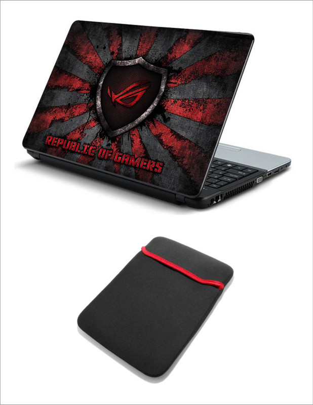 Geek Superman S 2in1 LAPTOP SKIN WITH LAPTOP SLEEVE 15.6 INCH Combo Set(Multicolor)