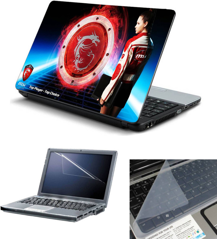 Geek msi player 3in1 Laptop Skins with Laptop Screen Guard and Key Protector HQ 15.6 Inch Combo Set(Multicolor)
