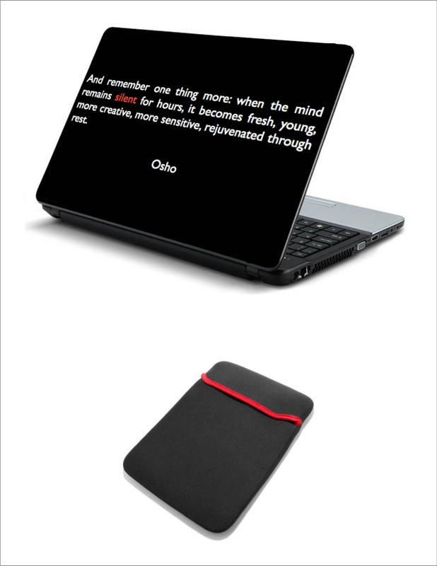 Geek 7 AND REMEMBER ONE THING QUOTE LAPTOP SKIN WITH LAPTOP SLEEVE 15.6 INCH Combo Set(Multicolor)