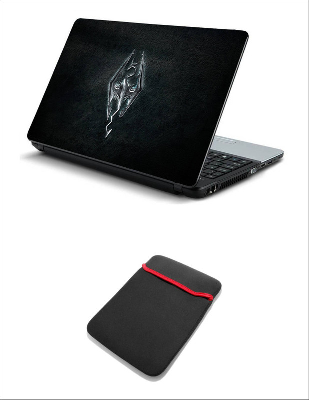 Geek THE ELDER SCROLLS EMBLE BACKGROUND LAPTOP SKIN WITH LAPTOP SLEEVE 15.6 INCH Combo Set(Multicolor)