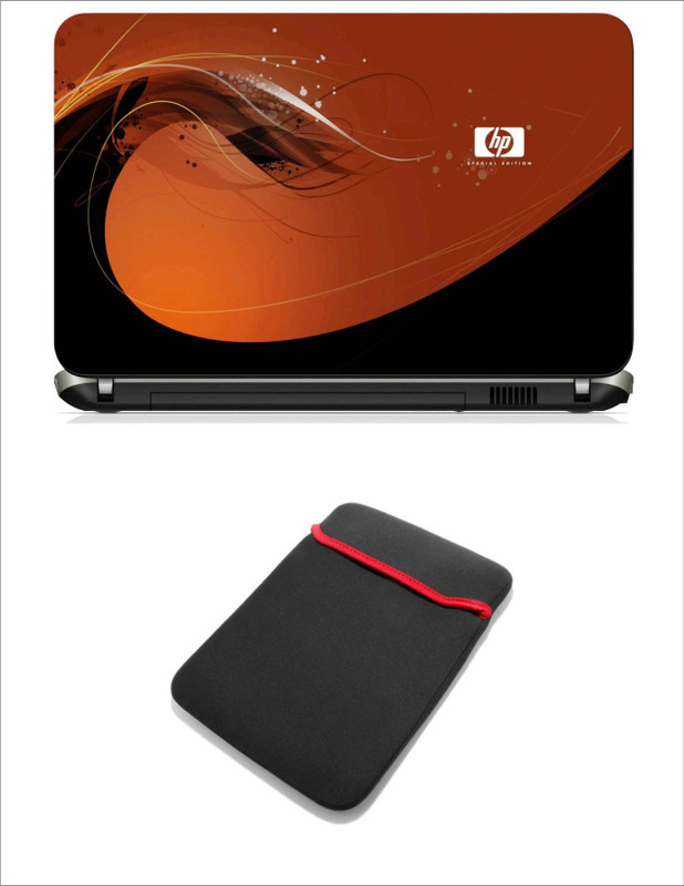 Geek Hp Red Special Edition 2in1 LAPTOP SKIN WITH LAPTOP SLEEVE 15.6 INCH Combo Set(Multicolor)